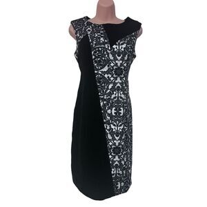 Monroe & Main Ponte Sheath Lace-Printed Colorblock Desk to Dinner Dress size 6